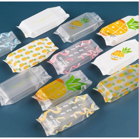 Túi đựng bánh kẹo hoạ tiết bánh dứa, hàn nhiệt, 100 túi/sp - VUA BAO BÌ