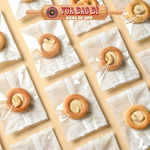 Túi đựng bánh kẹo, trà hoa 7x10 mặt trong mặt trắng họa tiết bánh kẹo - VUA BAO BÌ