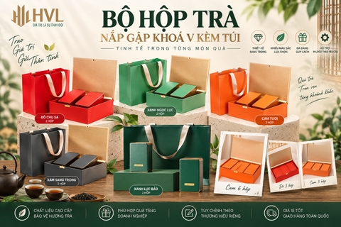 Bộ Hộp Trà Nắp Gập Khóa V Kèm Túi – Nhiều Màu, Nhiều Quy Cách