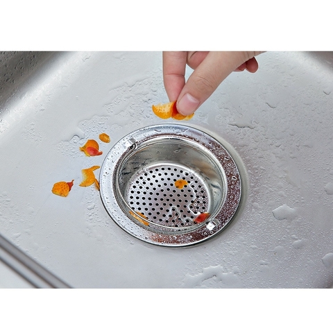 Lọc rác bồn rửa bát, rửa chén inox, bộ lọc chậu rửa chống tắc, có quai inox - HVL TEA