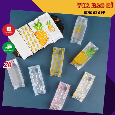 Túi đựng bánh kẹo hoạ tiết bánh dứa, hàn nhiệt, 100 túi/sp - VUA BAO BÌ