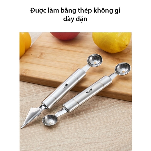 Dụng cụ khắc tỉa nạo tạo hình hoa quả, 2 đầu tao hình chuyên nghiệp, chất liệu inox 304 cao cấp - Bartender Wit