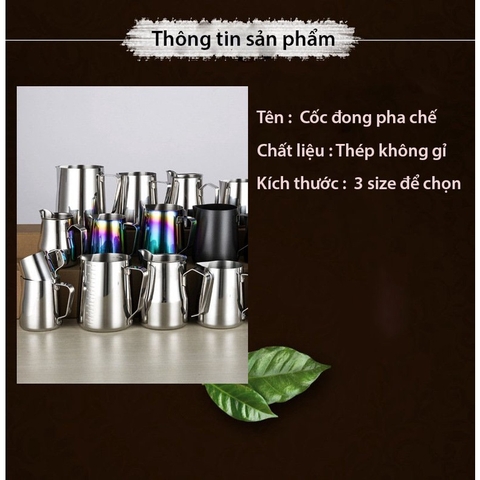 Ca đánh sữa inox (có vạch chia) 350ml - 550ml - 900ml, Inox cấp thực phẩm - Phù Thủy Pha Chế