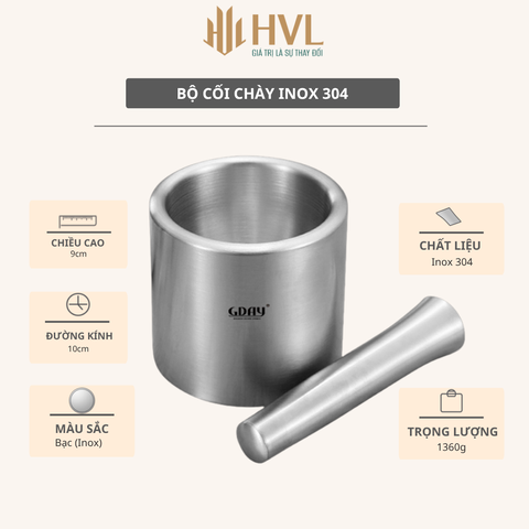 Bộ cối chày inox 304