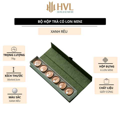 Bộ 6 hộp mini đựng trà, nến, hạt bằng thiếc - HVL TEA