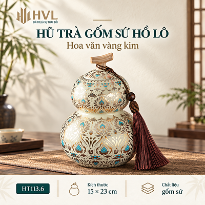 Hũ trà gốm sứ Hồ Lô