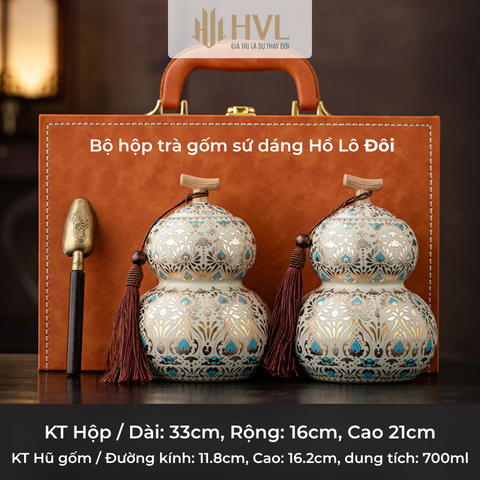 Bộ họp trà gốm sứ dáng Hồ Lô kèm túi