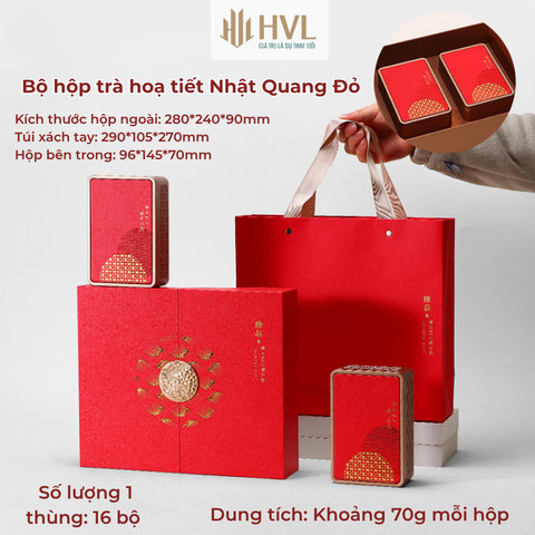 Bộ hộp trà hoạ tiết Nhật Quang Kèm Túi