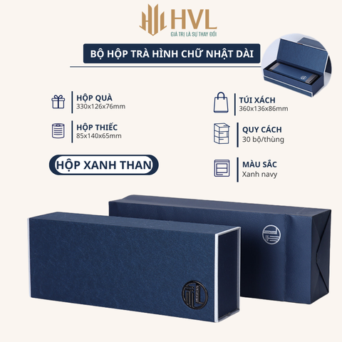 Bộ hộp trà thiếc đựng trà hình chữ nhật dài kèm túi cao cấp - HVL TEA