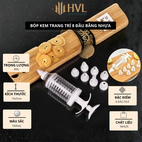 Bóp kem trang trí 8 đầu bằng nhựa