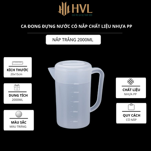 Cốc đong ca đong, chịu nhiệt cao, dung tích lớn, bình đựng nước có nắp - HVL TEA
