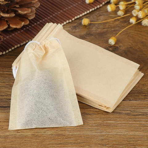 Túi lọc trà giấy màu gỗ, có dây rút, nhiều kích thước