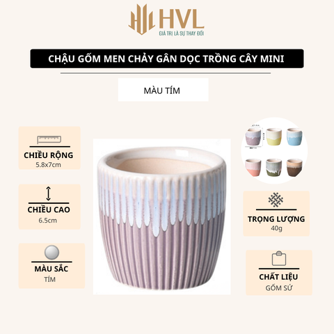Chậu Sứ Mini Chảy Gân Trồng Sen Đá Decor Super Farmer