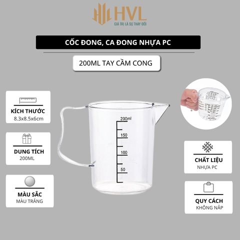 Cốc đong, ca đong định lượng pha chế bằng nhựa PC