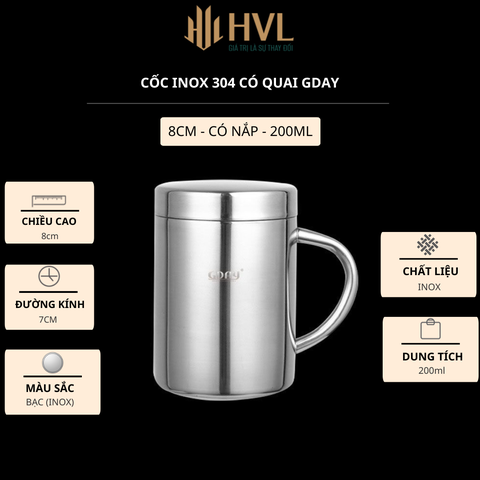 Cốc inox 304 có quai GDAY