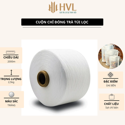 Cuộn chỉ sợi mịn để buộc túi lọc trà, phù hợp cho máy đóng gói - HVL
