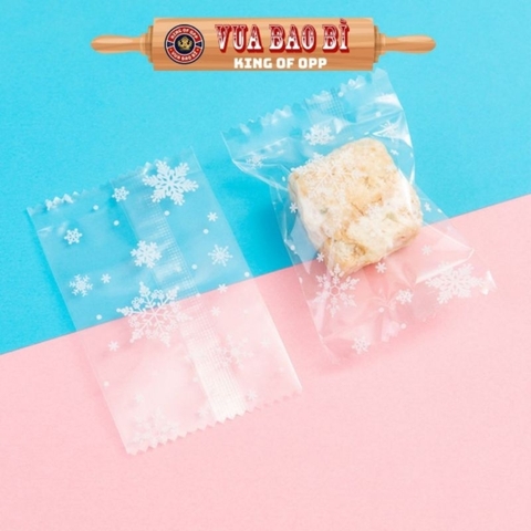 Túi đựng trà và bánh kẹo họa tiết bông tuyết,hàn nhiệt, 100c/1sp - VUA BAO BÌ