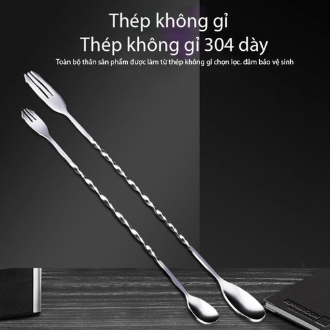 Thìa bar pha chế inox, thìa khuấy 2 đầu pha chế - Bartender Witch