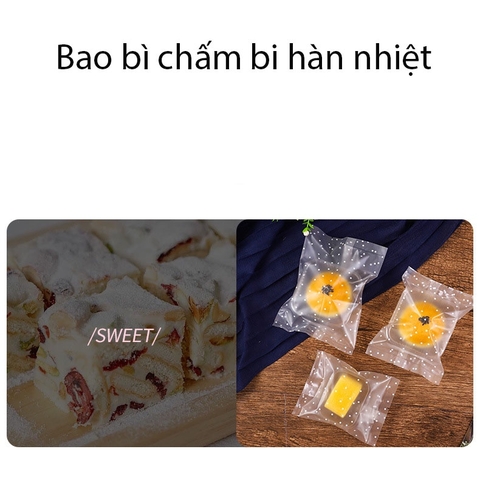 [Mã LIFE1511A giảm 10% đơn 50K] Túi đựng trà/ bánh kẹo,Túi OPP Chấm Bi, hàn nhiệt,100c/1sp - VUA BAO BÌ