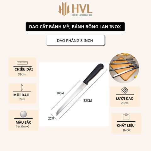 Dao cắt bánh mỳ, bánh bông lan thép không gỉ