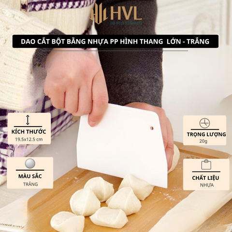 Dao cắt bột bằng nhựa PP hình thang lớn - Trắng