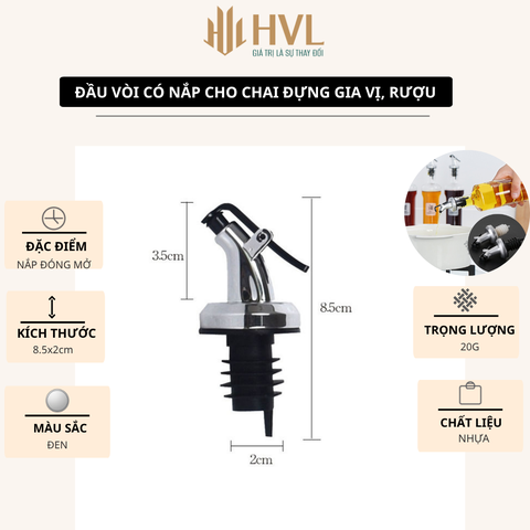 Đầu vòi có nắp cho chai đựng gia vị, rượu