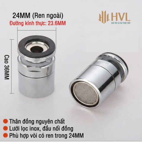 Đầu vòi nước inox xoay 360 độ