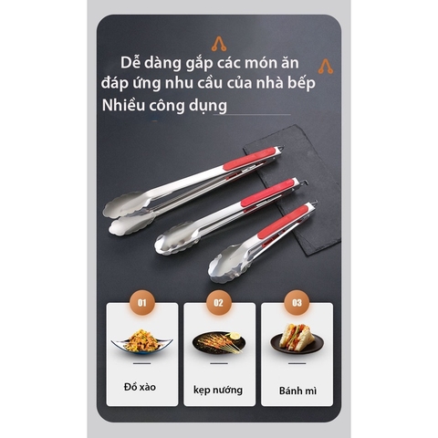 Kẹp gắp thức ăn, gắp đá bằng inox có bọc nhựa/ kim loại tiện dụng, đầu có móc treo tiết kiệm diện tích - BartenderWitch