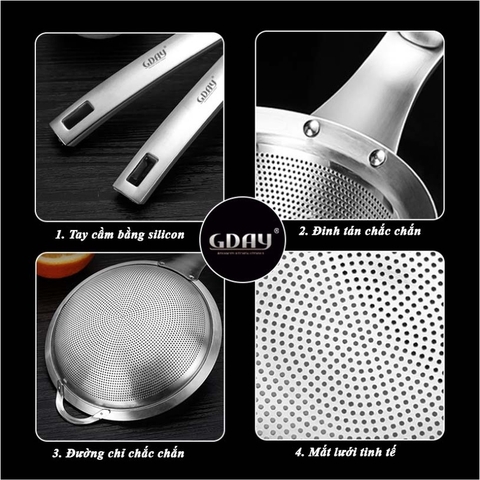 Muỗng inox 304, lưới lọc mịn, sữa đậu nành,muỗng lưới, muỗng lẩu - HVL TEA
