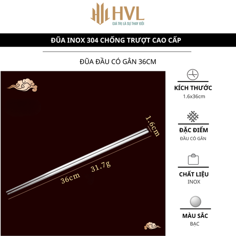 Đũa inox 304 chống trượt cao cấp