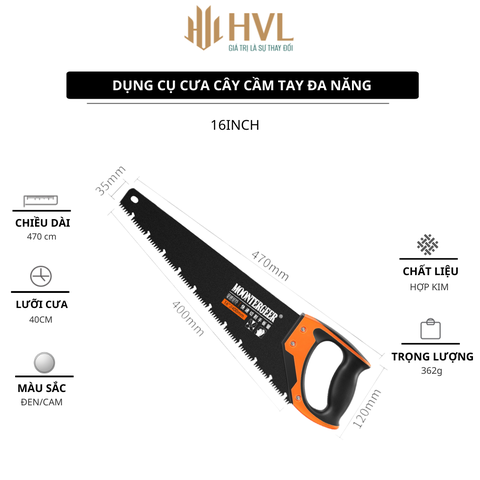 Cưa Cầm Tay Thép 65Mn Siêu Bén - Cắt Gỗ Mịn, Chống Trượt