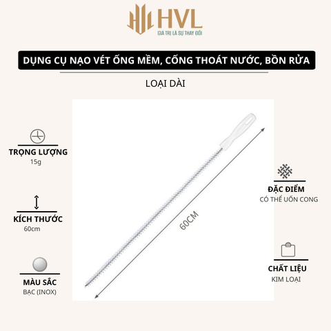 Dụng cụ nạo vét ống mềm, cống thoát nước, chổi vệ sinh bồn rửa
