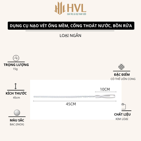Dụng cụ nạo vét ống mềm, cống thoát nước, chổi vệ sinh bồn rửa