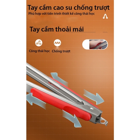 Kẹp gắp thức ăn, gắp đá bằng inox có bọc nhựa/ kim loại tiện dụng, đầu có móc treo tiết kiệm diện tích - BartenderWitch