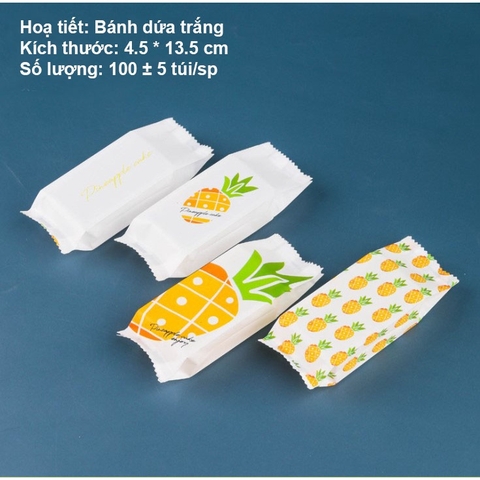 Túi đựng bánh kẹo hoạ tiết bánh dứa, hàn nhiệt