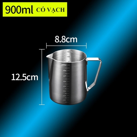 Ca đánh sữa inox (có vạch chia) 350ml - 550ml - 900ml, Inox cấp thực phẩm - Phù Thủy Pha Chế