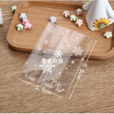 Túi đựng trà và bánh kẹo họa tiết bông tuyết,hàn nhiệt, 100c/1sp - VUA BAO BÌ