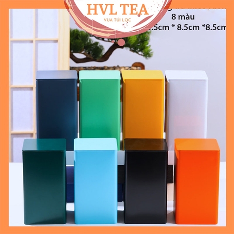 Hộp thiếc đựng trà hình hộp vuông, nhiều màu - HVL TEA