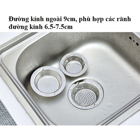 Lọc rác bồn rửa bát, rửa chén inox, bộ lọc chậu rửa chống tắc, có quai inox - HVL TEA
