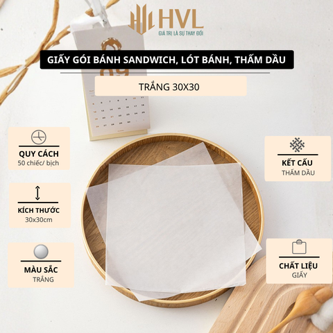 Giấy gói bánh sandwich, burger, lót bánh, thấm dầu