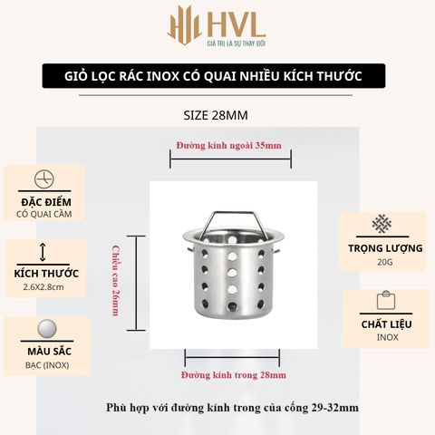 Giỏ lọc rác inox có tai xách