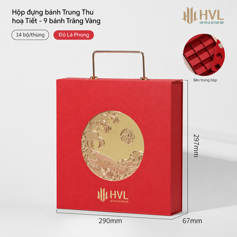Hộp 2 bánh Trung Thu hoạ tiết - Tứ Đại Hoa Xanh Lá