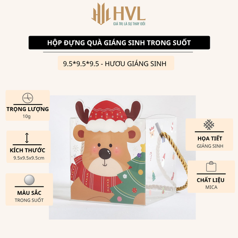 Hộp đựng quà Giáng Sinh trong suốt 9.5x9.5x9.5