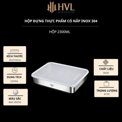 Hộp đựng thực phẩm có nắp inox 304