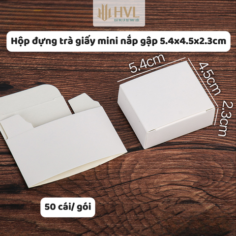 Hộp đựng trà giấy mini nắp gập 5.4x4.5x2.3 cm, 50 cái/gói