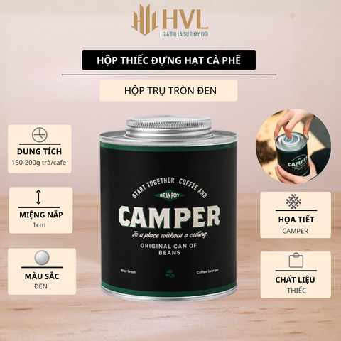 Hộp thiếc đựng hạt cà phê - Hộp Trụ Tròn Đen
