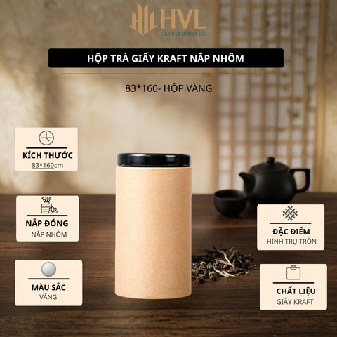 Hộp trà giấy kraft họa tiết nắp nhôm