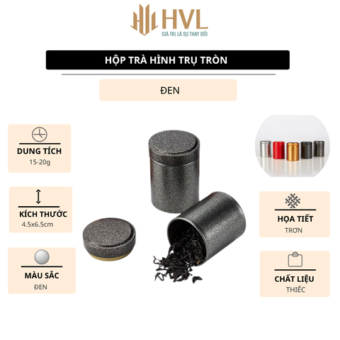 Hộp đựng trà thiếc hình trụ tròn - HVL TEA