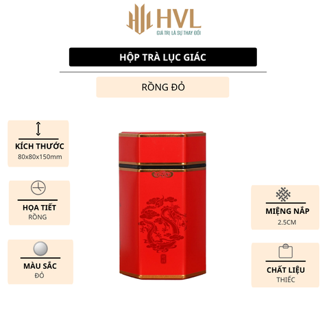 Hộp đựng trà lục giác, bằng thép cao cấp - HVL TEA