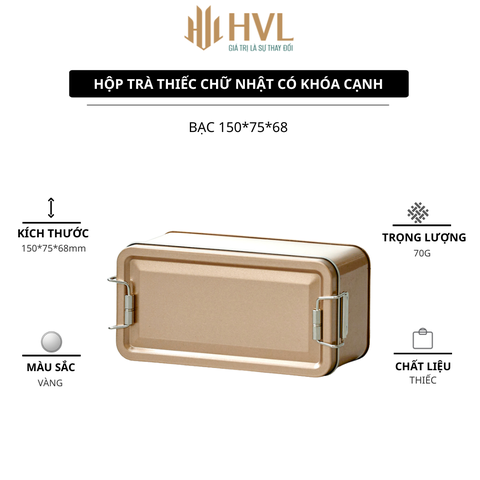 Hộp Trà Thiếc Chữ Nhật Khóa Cổ Điển HT75 - Sang Trọng & Kín Khí | BAOBIHVL